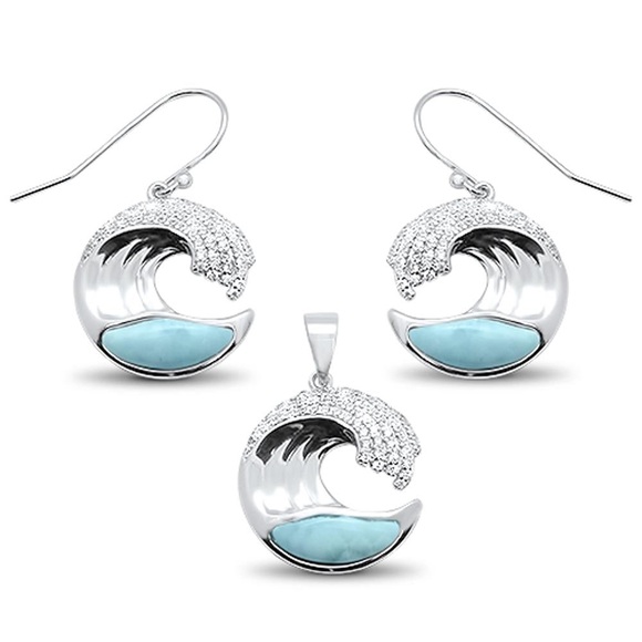 Silver and Blue Wave Earrings
